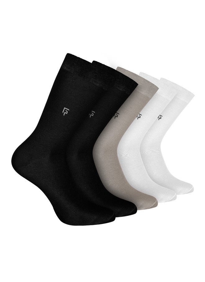 FOOTPRINTS FOOTPRINT Men 5 Pairs Anti Odour Organic Cotton Calf-Length Solid Bamboo Formal Socks - Image 1